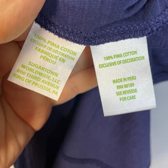 Lilly Pulitzer Blue Pima Cotton Pom Pom Trim Tank Top Small - Picture 3 of 6